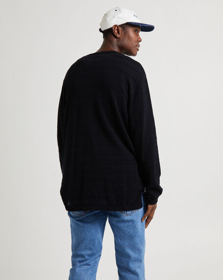 Geo Knit Long Sleeve T-Shirt Black