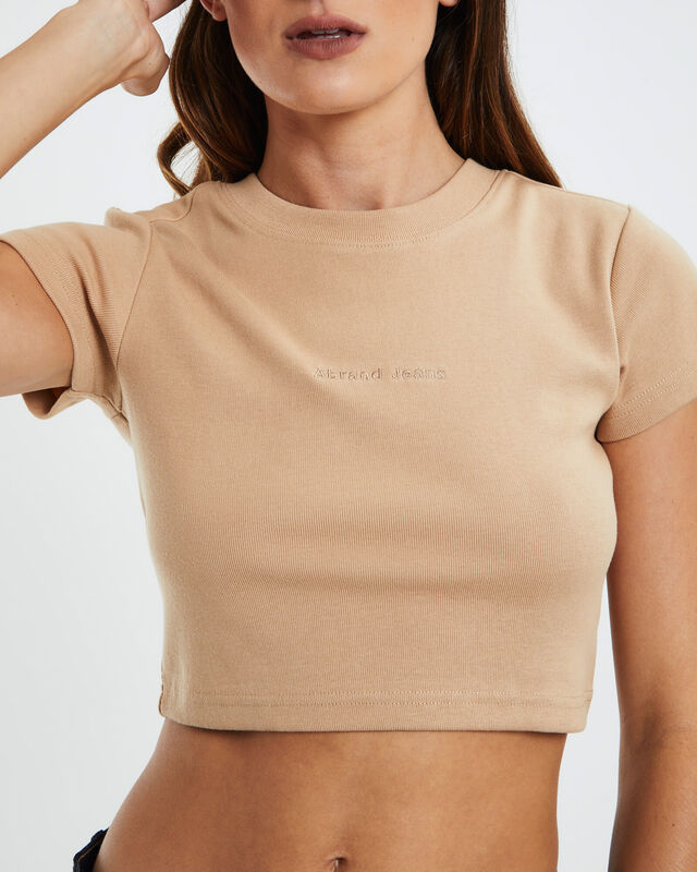 A 90s Crop Tee Faded Khaki Brown, hi-res image number null