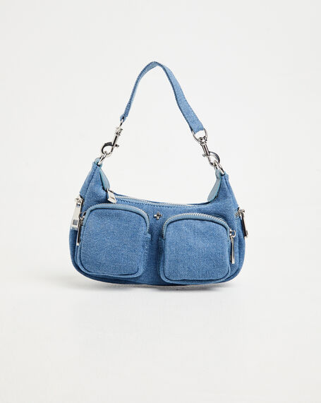 Mini Shoulder Bag in Denim Blue