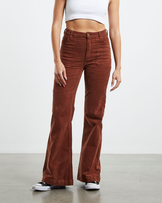 ROLLAS Phoebe Tonkin x Rolla's Eastcoast Flare Cord Jeans Chestnut Brown