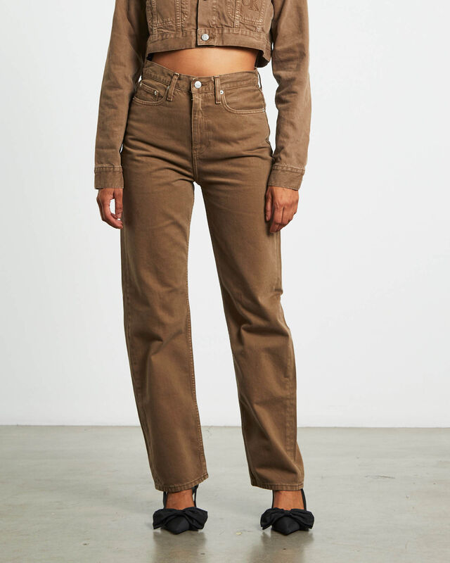 High Rise Straight Jeans in Brown, hi-res image number null