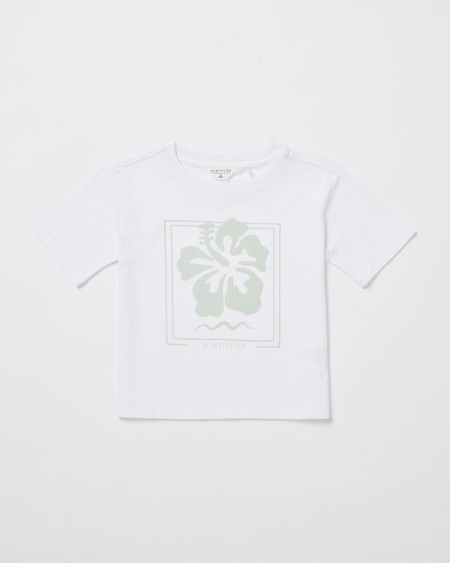 Girls Hibiscus Oversized T-Shirt in White, hi-res image number null