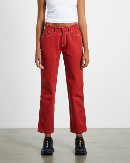 Low Rider Twill Carpenter Pants Cherry Red