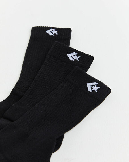 Star Chevron Crew Socks 3 Pack in Black