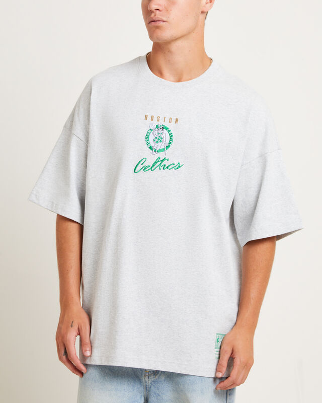 Tri Logo Celtics Oversized Short Sleeve T-Shirt in Vintage Grey Marle, hi-res image number null