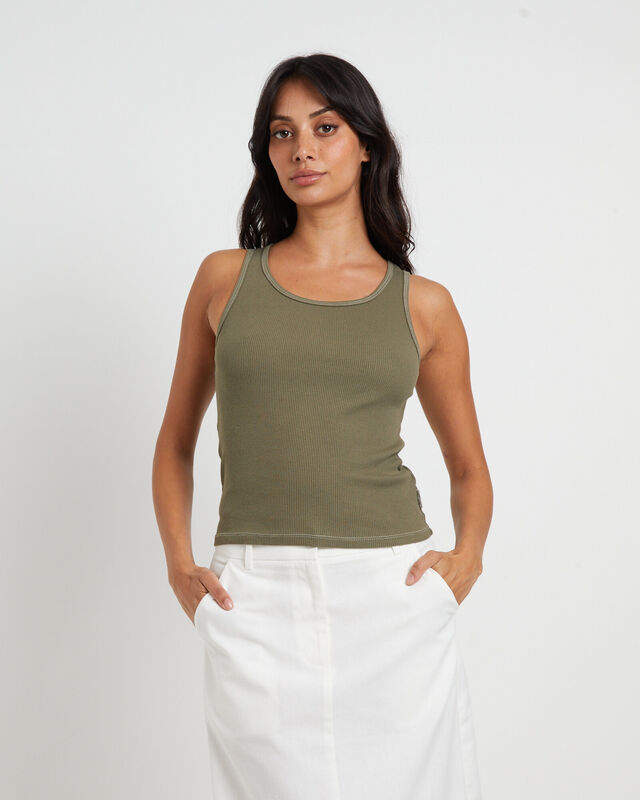 Lagoon Muscle Tank Top in Khaki, hi-res image number null