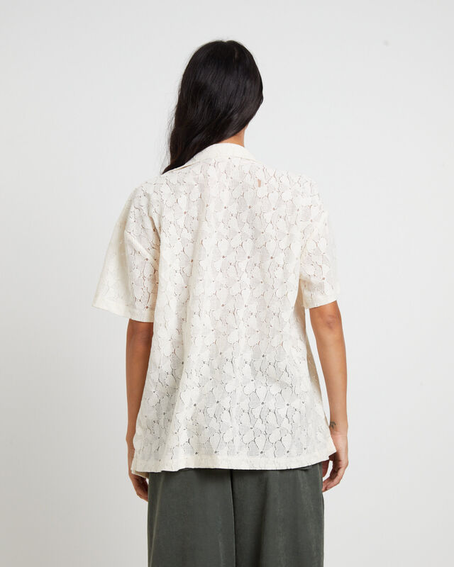 Fade Lace Short Sleeve Shirt in Cream, hi-res image number null
