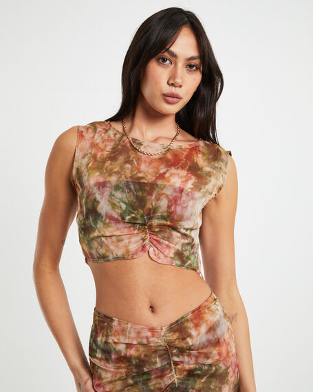Tibby Tie Dye Gather Front Top in Assorted