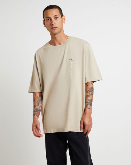 Vertical Institutional Short Sleeve T-Shirt in Plaza Taupe