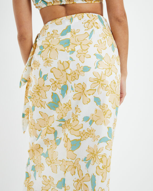 Amalfi Floral Sarong Wrap Midi Skirt Yellow, hi-res image number null