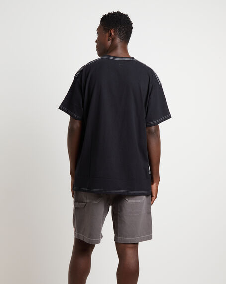 Contrast Devo Short Sleeve T-Shirt in Washed Black