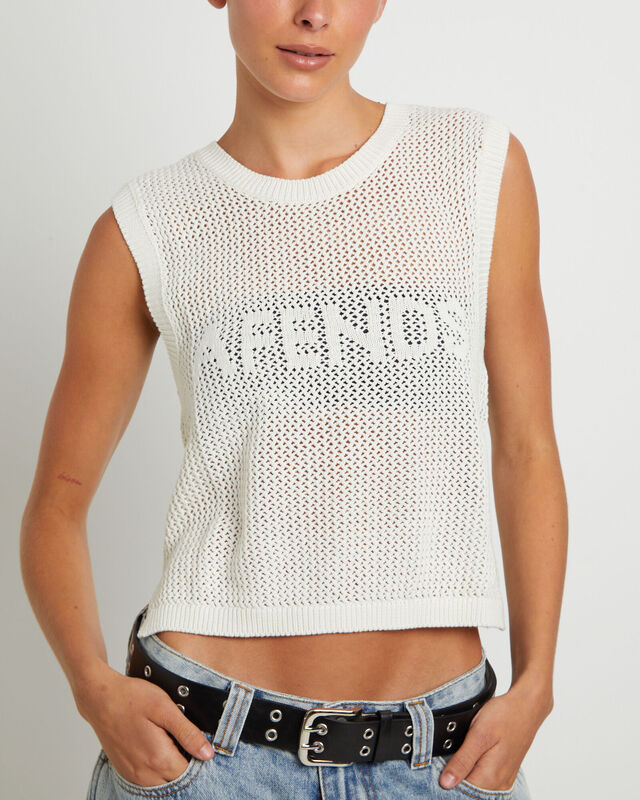 Ryder Recycled Knit Tank Top in White, hi-res image number null