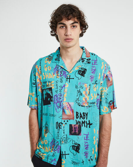 Homezine Short Sleeve Resort Shirt in Teal