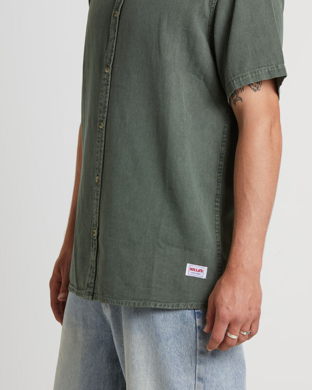 Men At Work Oxford Short Sleeve Shirt in Thyme Green, hi-res image number null