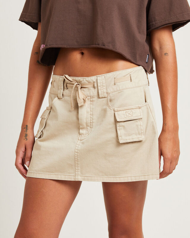 Codie Mid Rise Cargo Skirt Stone, hi-res image number null