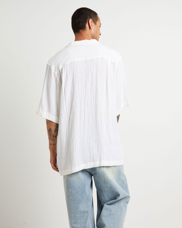 Calm Hemp Cuban Short Sleeve Shirt in White, hi-res image number null
