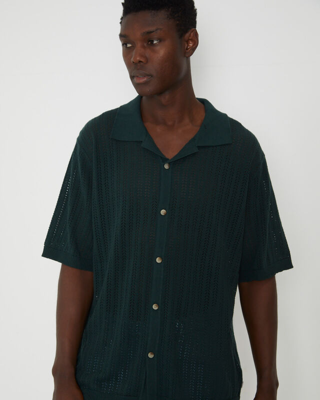 Bowler Knit Short Sleeve Shirt in Thyme Green, hi-res image number null