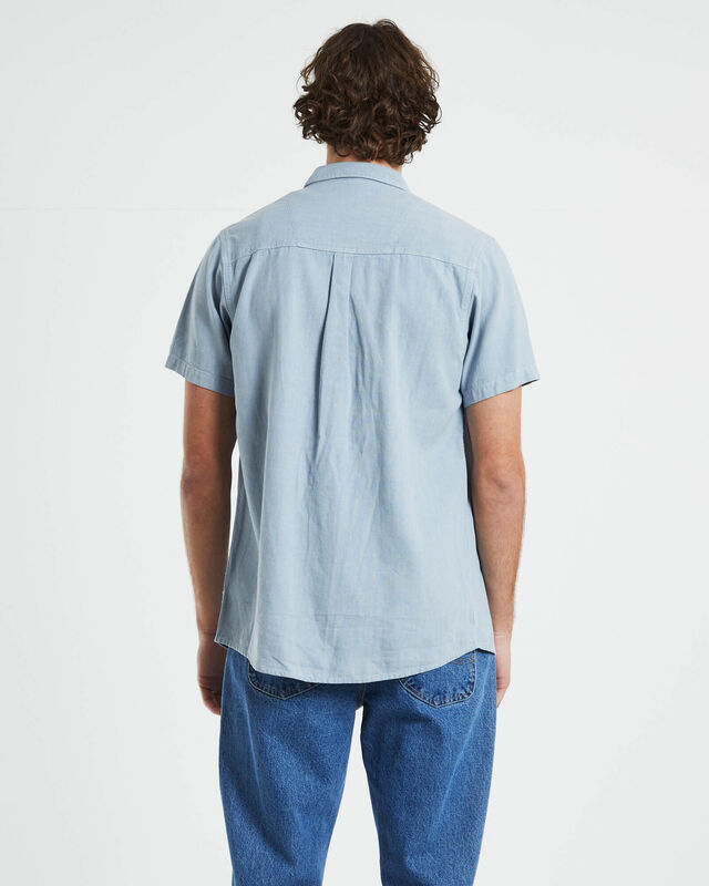 Men At Work Shor Sleeve Oxford Shirt in Sky Blue, hi-res image number null