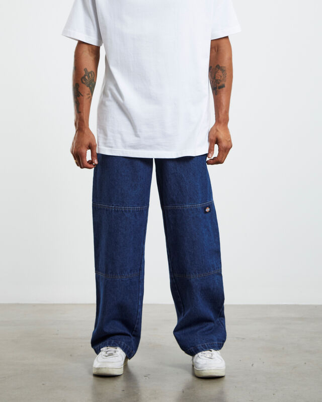 85-283 Double Knee Jeans Rinsed Indigo Blue, hi-res