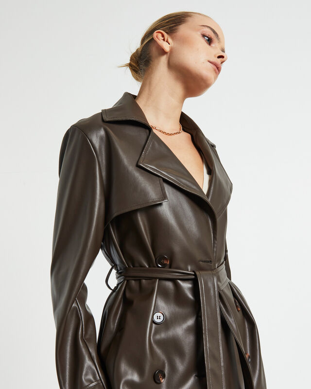 Alexia Imitation PU Trench Coat Brown, hi-res image number null