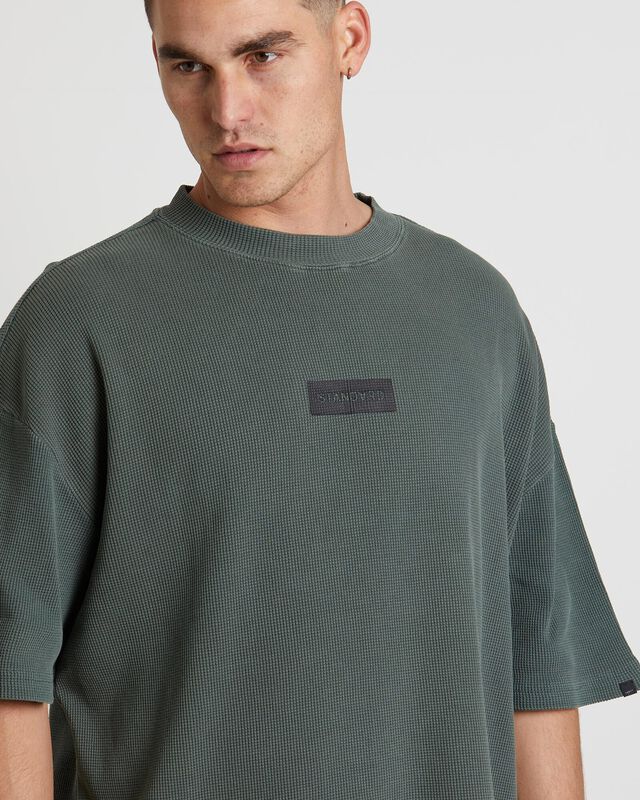 Marlo Waffle Short Sleeve T-Shirt in Fatigue Green, hi-res image number null