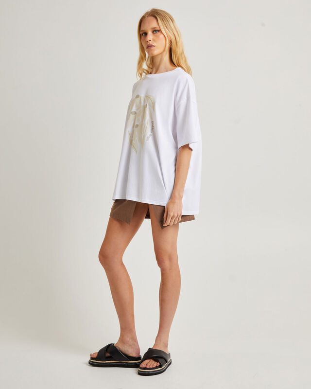Sandy Oversized Short Sleeve T-Shirt in White, hi-res image number null