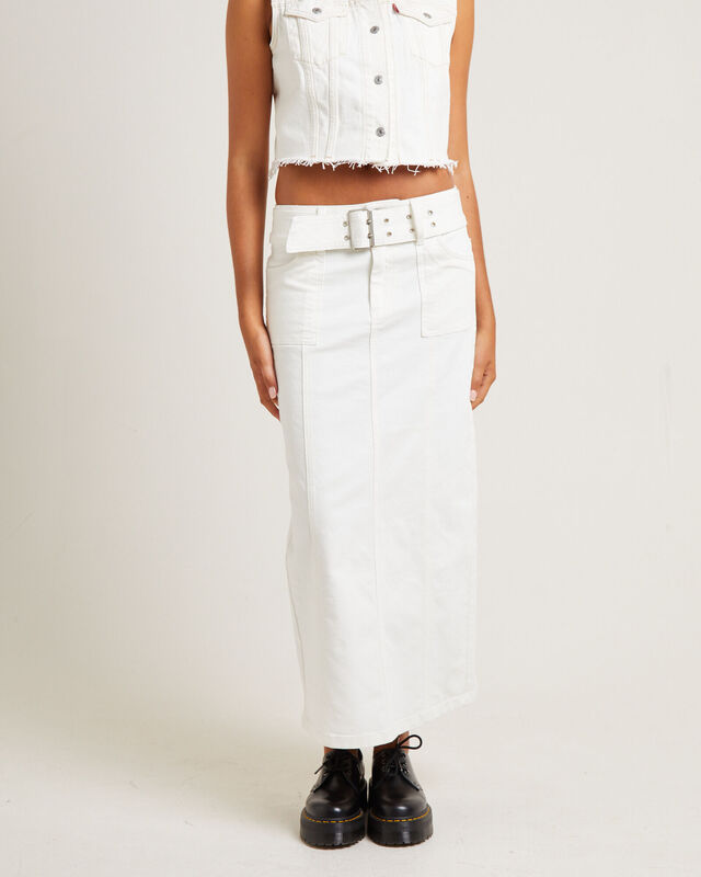 Billy Denim Maxi Skirt Vintage White, hi-res image number null