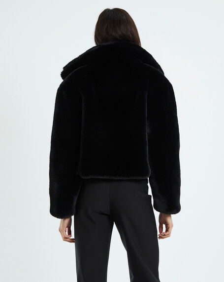 Tessa Faux Fur Cropped Jacket Black