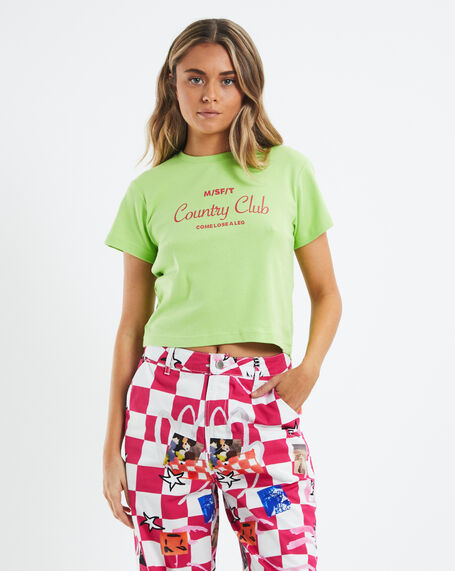 Country Club Baby Tee Lime Green
