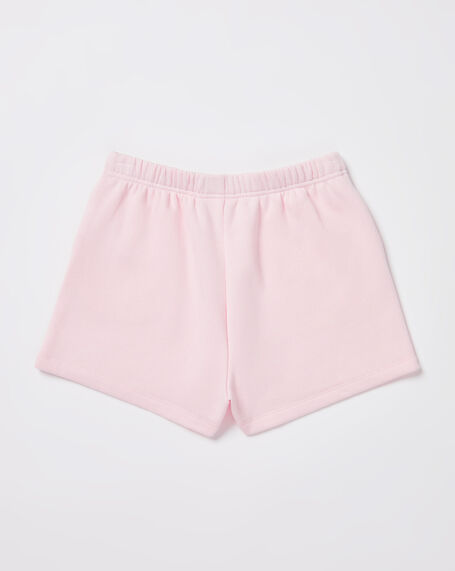 Teen Girls Pull On Fleece Shorts in Ballet Pink
