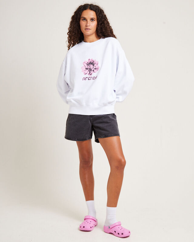 Bloom Recycled Crew Neck Jumper White, hi-res image number null