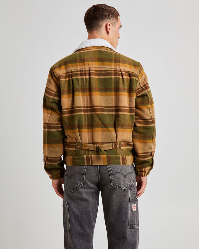 Type 1 Sherpa Trucker Jacket Barold Plaid Winter Moss, hi-res image number null