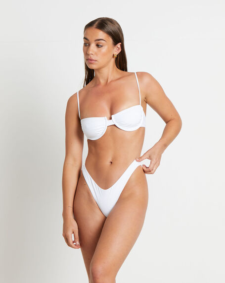 Skinny Strap Underwire Bikini Top in White