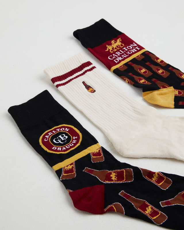 Carlton Draught Combo Socks 3 Pack Gift Can in Assorted, hi-res image number null