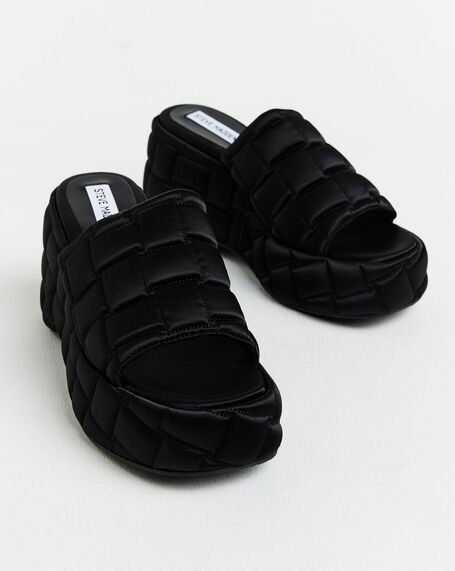 LA VOOM Satin Sandals in Black