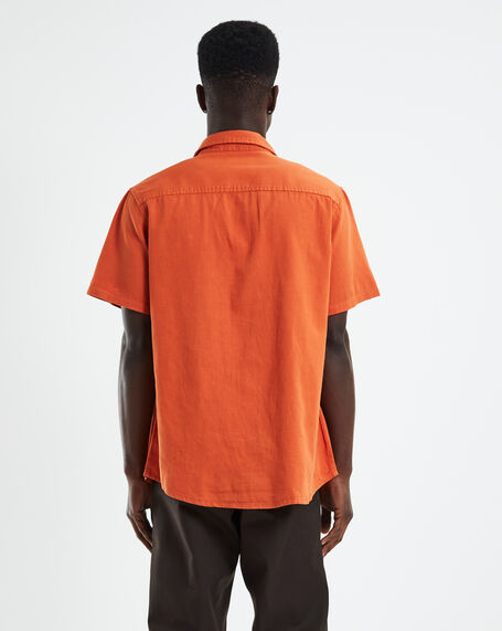 Patches Short Sleeve Work Shirt Rust Orange