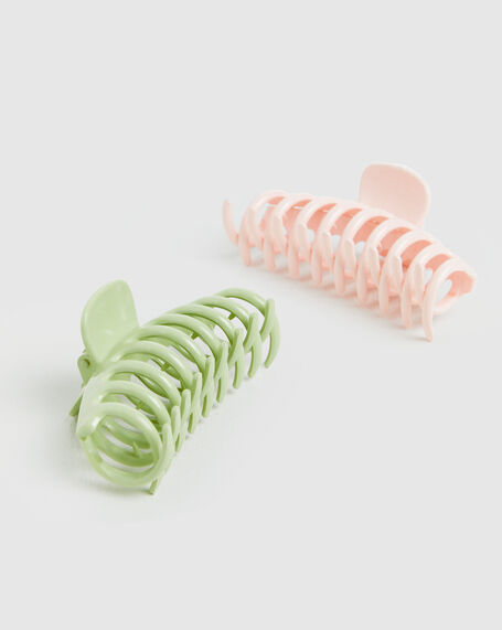 Clueless Claw Hair Clips 2 Pack Pop Green/Pink