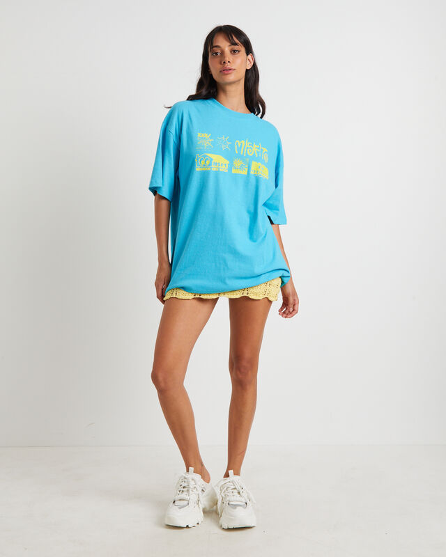 Hood Watch Oversized T-Shirt in Malibu Blue, hi-res image number null