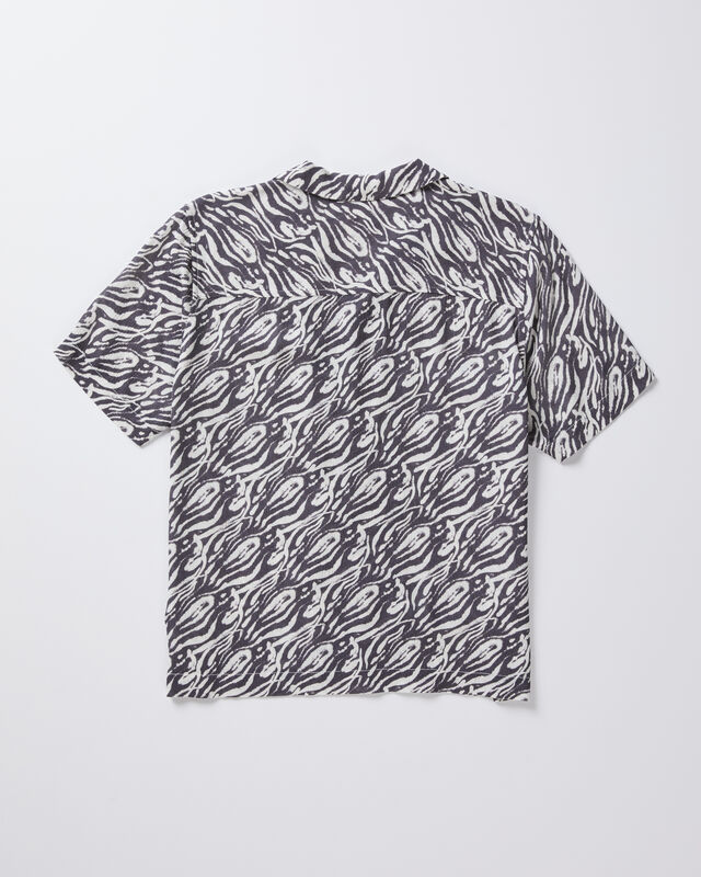 Teen Boys Trackless Short Sleeve Resort Shirt in Black, hi-res image number null