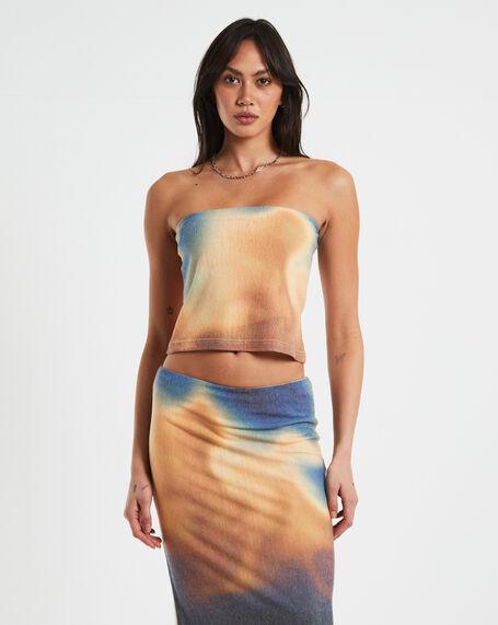 Della Printed Strapless Knit Top in Assorted