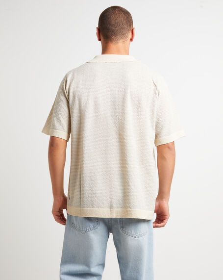 Boucle Bowler Short Sleeve Shirt in Natural