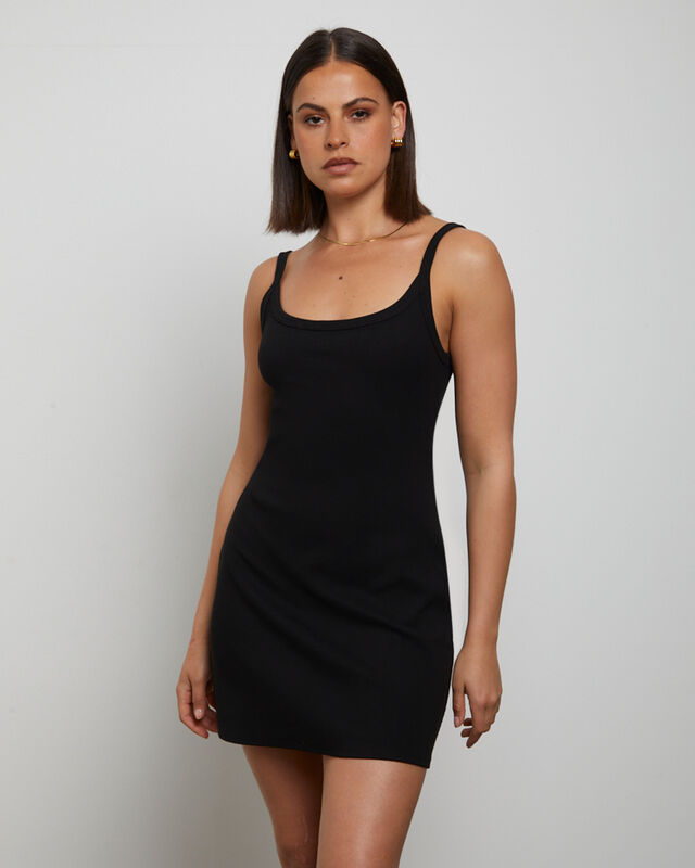 Easy A-Line Mini Dress in Black, hi-res image number null