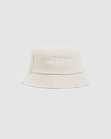 Logo Linen Bucket Hat Natural