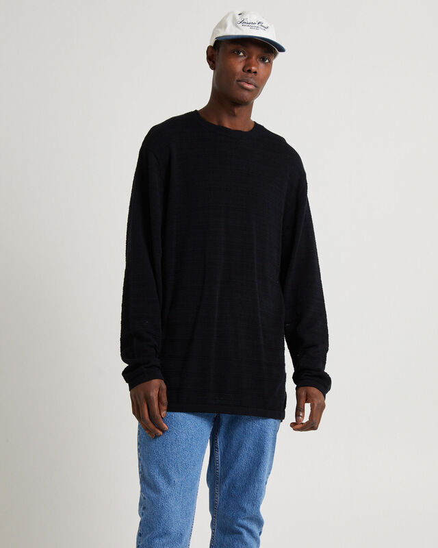 Geo Knit Long Sleeve T-Shirt Black, hi-res image number null