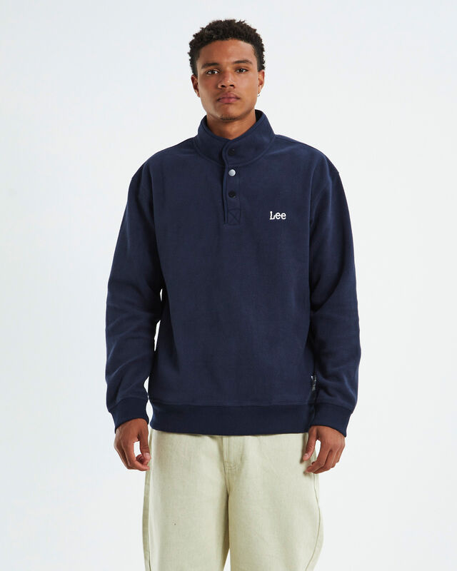 Button Up Polar Long Sleeve Sweat Blue Steel, hi-res image number null