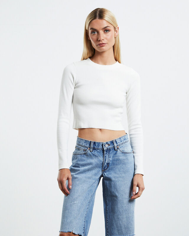 A Heather Long Sleeve Tee White, hi-res image number null