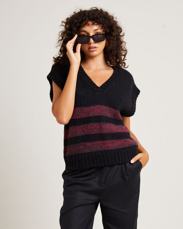 Hockney Stripe Knit Vest Black, hi-res image number null