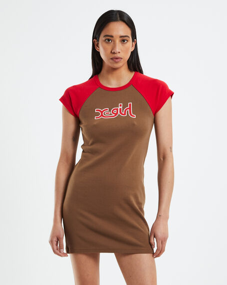 Mills Outline Raglan T-Shirt Dress Brown/Red