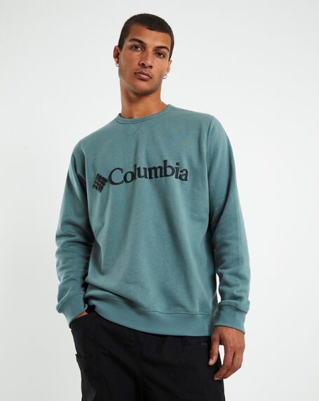 Columbia Logo Long Sleeve Fleece Crewneck Jumper Metal Green