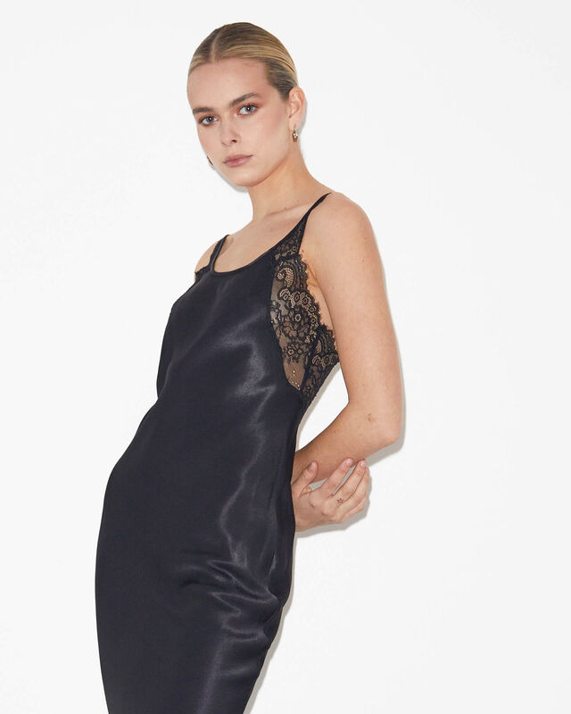 Avery Lace Slip Dress in Black, hi-res image number null